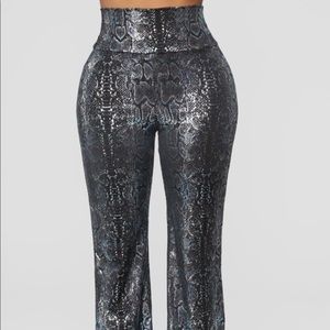 Snakes in the grass pants from fashions nova.